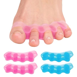 2 pares Separadores de Dedos, Gel de Cinco Orificios para Endrezadores Pie Ortopédicos, Cómodo Elástico para Dedos de Martillo, Correctores de Hallux Valgus, Alivio de Juanetes(Azul+Rose)