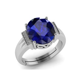 LMDPRAJAPATIS 8.25 Carat Certified Blue Sapphire Sterling Silver Ring Every Occasion Wear For Girl And Women