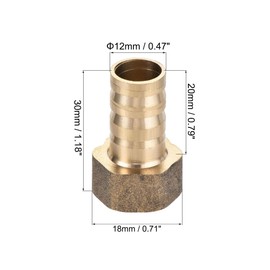 sourcing map Brass Barb Hose Fitting Connector Adapter 12mm Barbed x G3/8 Female Pipe with Hose Clamp 2Set