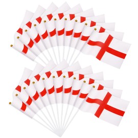 JUNEBRUSHS 20 Pcs England Flag 14x21cm Mini Handheld Flags Pocket National Flags 2025 Decorations (England flags)