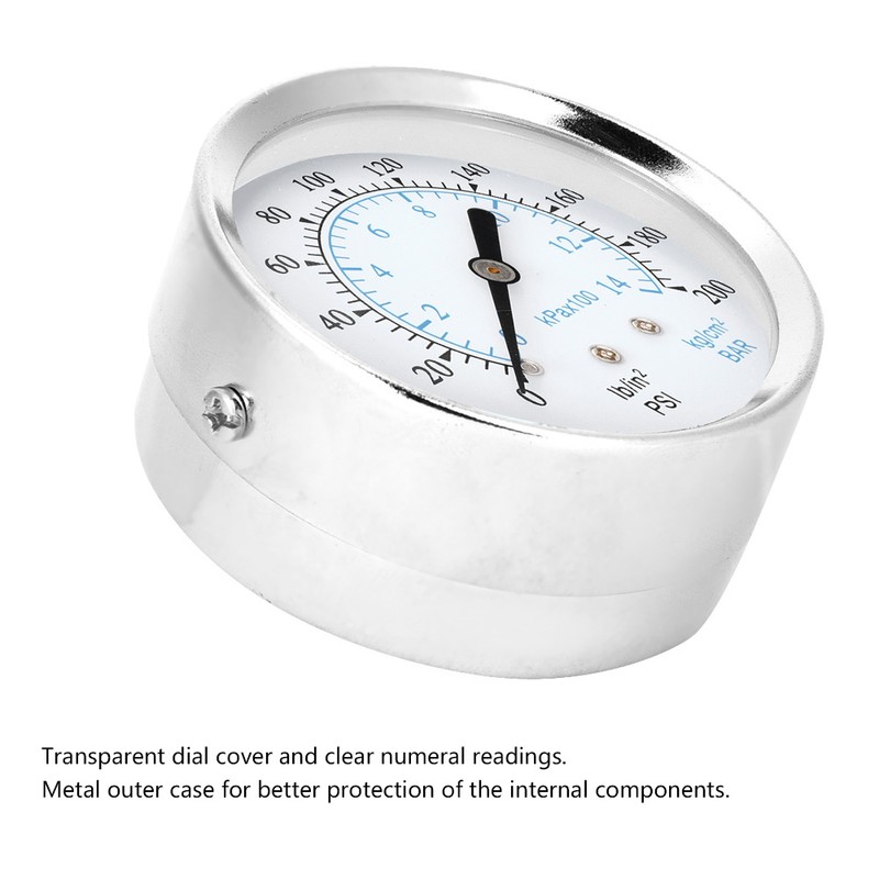 0-14kg/cm 0-200psi Dual Scale Pressure Gauge 1/8NPT Back Connection