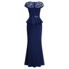 MISSMAY Women's Elegant V-Neck Lace Peplumed Ruffle Split Bridesmaids Party
