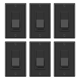 BESTTEN 6 Pack Dimmer Wall Light Switch, Compatible with Dimmable LED, CFL, Incandescent and Halogen Bulb, Single Pole or 3-Way Dimmer Switches, 120VAC, Decorator Wall Plate Included, Black