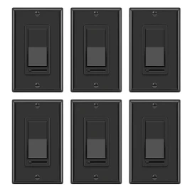BESTTEN 6 Pack Dimmer Wall Light Switch, Compatible with Dimmable LED, CFL, Incandescent and Halogen Bulb, Single Pole or 3-Way Dimmer Switches, 120VAC, Decorator Wall Plate Included, Black