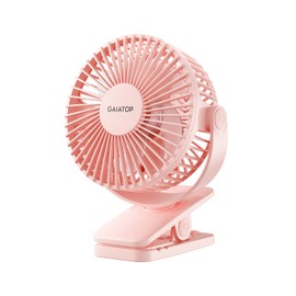 Gaiatop Portable Clip on Fan Battery Operated, Small Powerful 3 Speed Quiet 360° Rotate, USB Rechargeable Mini Personal Cooling Fan for Desk Table Home Office Stroller Camping Women Gifts Pink