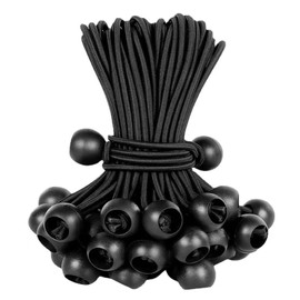 10 Pcs Bungee Cords With Balls, Tarpaulin Ties, Bungee Balls, Tarpaulin Bungees Cord, Elastic Bungees Ties, Heavy Duty Strap Ball, for Tents, Banners, Household, Camping, Tarps(15cm, Black)