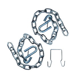 Rizz-Man Manufacturing Trailer Safety Chain (Pair) with Safety Hook & 2-1/2 Inch Chain Hanger - 24 Inch Length for Each Chain, 1/4" Diameter, for Reliable Transportation (5000 LB)