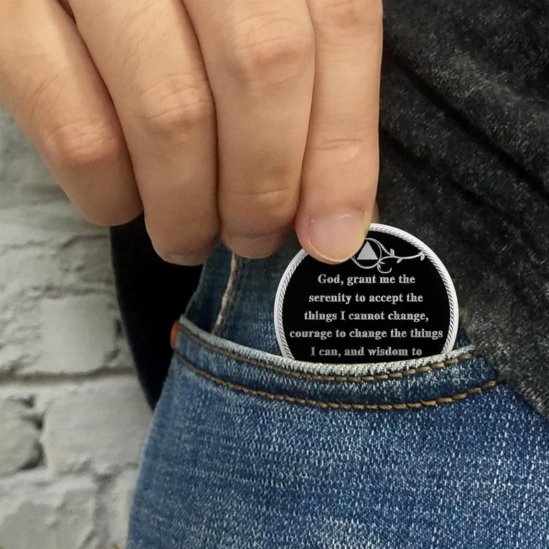 24 Year Sobriety Coin Gifts | Sun and Black Butterfly