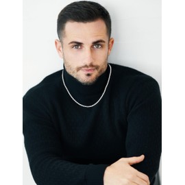 ESPVO 3mm Silver Stainless Steel Rope Chain Necklace for Men Boys Kids Mens Accessories Chain Men's Jewellery Gifts for Male Him Teen Teenage Boys 20 inch