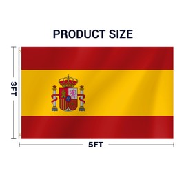 Spain Flag, 3x5 Ft Spanish Flag, Vivid Color Fade Resistant With Brass Grommets for Party Parades Sports Events Patriotic Holidays Outdoor Indoor Decorations
