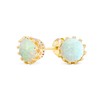 White Created Opal Crown Setting Solitaire Stud Earrings 14K Gold