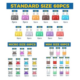 Flaconi 180PCS car fuses,car fuses assorted,micro fuses for cars,Car Fuse Kit,Car Blade Small Fuse Assorted,2A 3A 5A 7.5A 10A 15A 20A 25A 30A 35A 40A Fuses Replacement for Car RV SUV Motorcycle Truck