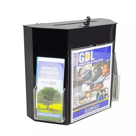 FixtureDisplays 16X6.5X14" Acrylic Ballot Box 8.5X11 Sign Holder Lock Pockets Wallmount Tabletop