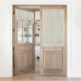 RYB HOME Door Curtains for Door Window, French Door Curtains for Privacy, Easy Installed Tricia Door Front Door Sidelight Curtain Tie up Shade for Window, W 26 x L 40 inches, Light Gream, 1 Pc