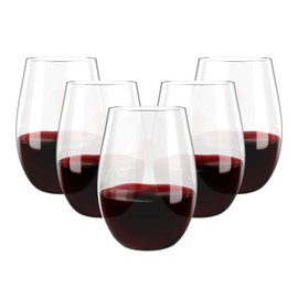 FOCUSLINE 20 Pack 16 Oz Plastic Wine Glasses, Stemless Plastic Wine Cups Heavy Duty, Unbreakable Disposable Wine Glasses for Wedding or Party