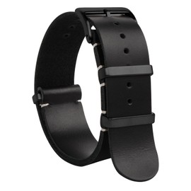 TStrap Nato Leather Watch Strap – One-Piece Crazy Horse Black Watch Band for Men Women – Bracelet de Montre Cuir pour Homme Replacement – 18mm 20mm 22mm 24mm