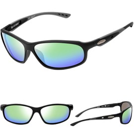 WIESMANN Polarized Sunglasses for Men Women,Oval Cycling Finishing Sports Sun Glasses with UV Protection 18217 (Black Green)
