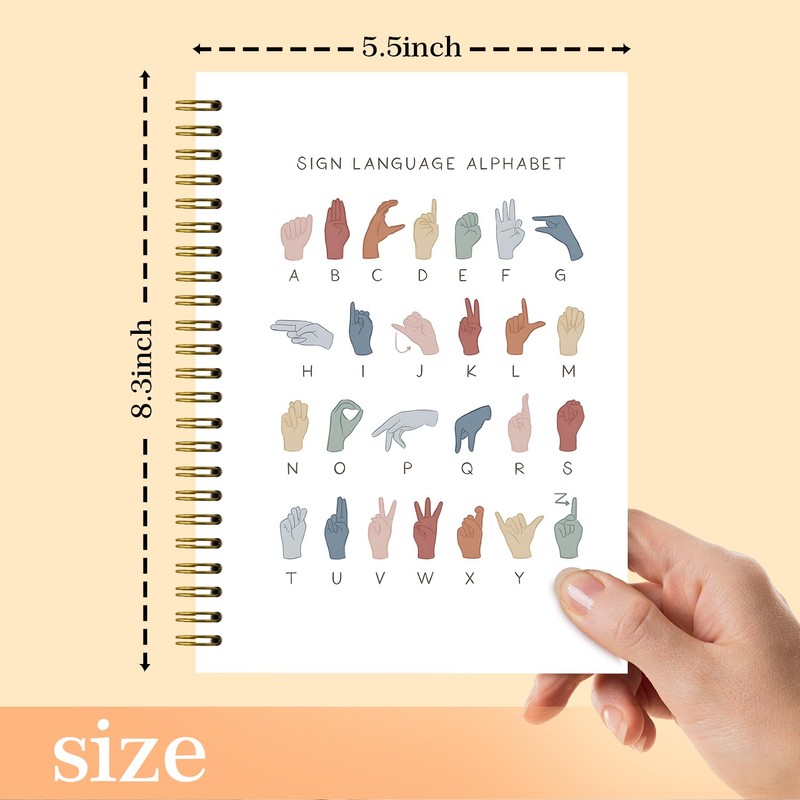 NaZaUK American Sign Language Alphabetical Notebook, ASL Alphabet Journal, ABC