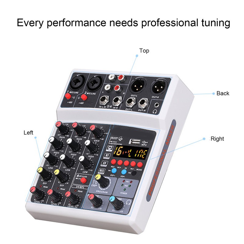 BMG‑04D 4 Channel Mixer 48V Phantom Power Stereo Recording 4