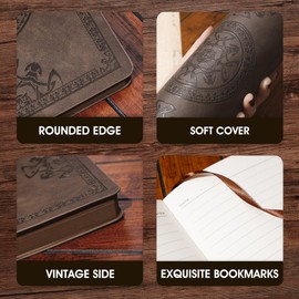 CAGIE Leather Vintage Journal for Men Soft Cover Lined Pages Notebook 180 Lay Flat for Writing Travel Diary, 5.7'' x 8.3'', Dark Brown