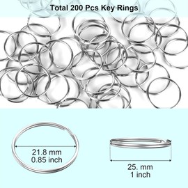 100PCS Split Key Rings, Key Rings Bulk for Keychain and Crafts, 1 inch (25mm)