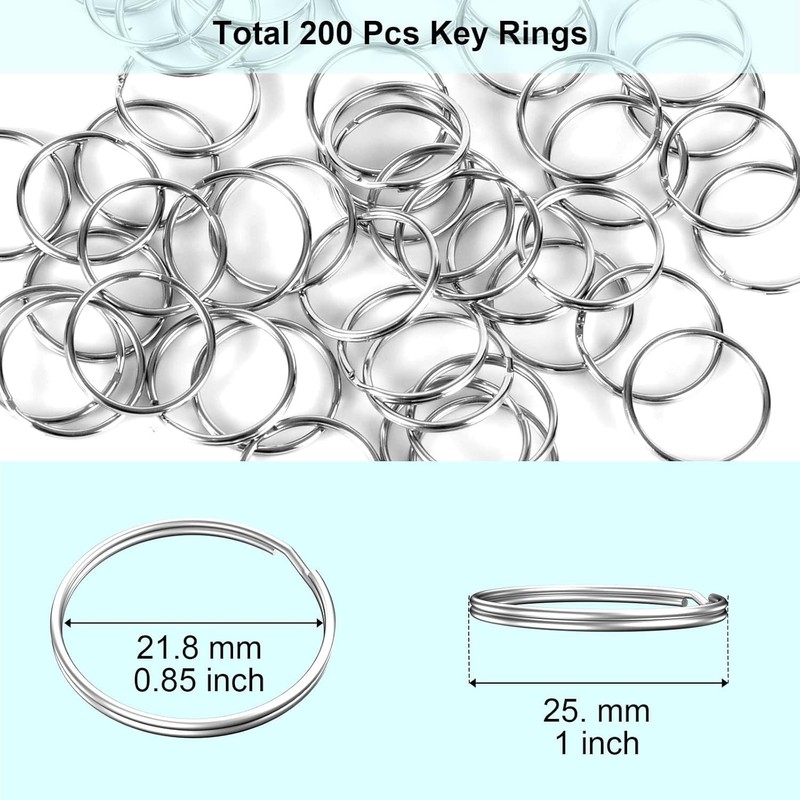 100PCS Split Key Rings, Key Rings Bulk for Keychain and
