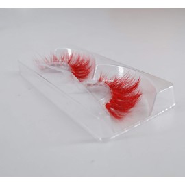 3 pairs Red Lashes Long Thick False Eye Lashes Costume Makeup (Red)