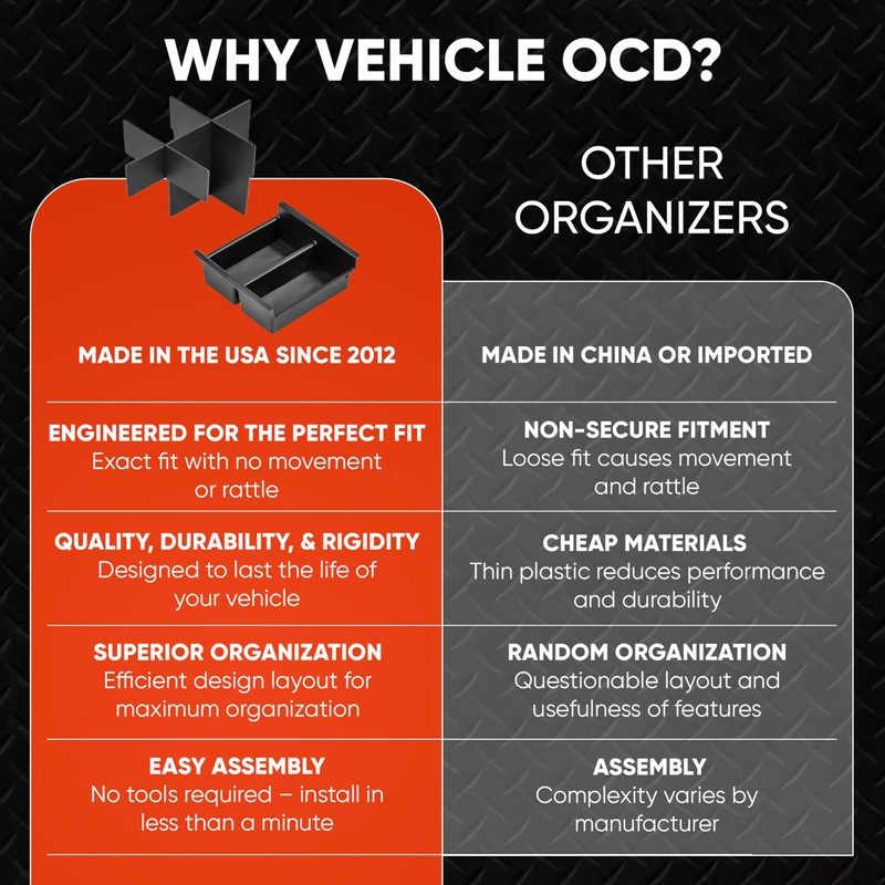 Vehicle OCD - Center Console Divider and Tray Organizer for