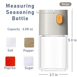 Measure Seasoning Bottle, Salt Shaker or Pepper Shaker, Kitchen Must have, Glass Metering Spice Salt Paprika Pepper Cumin Powder Sugar Dispenser Spice Jar, BPA Free (Beige)
