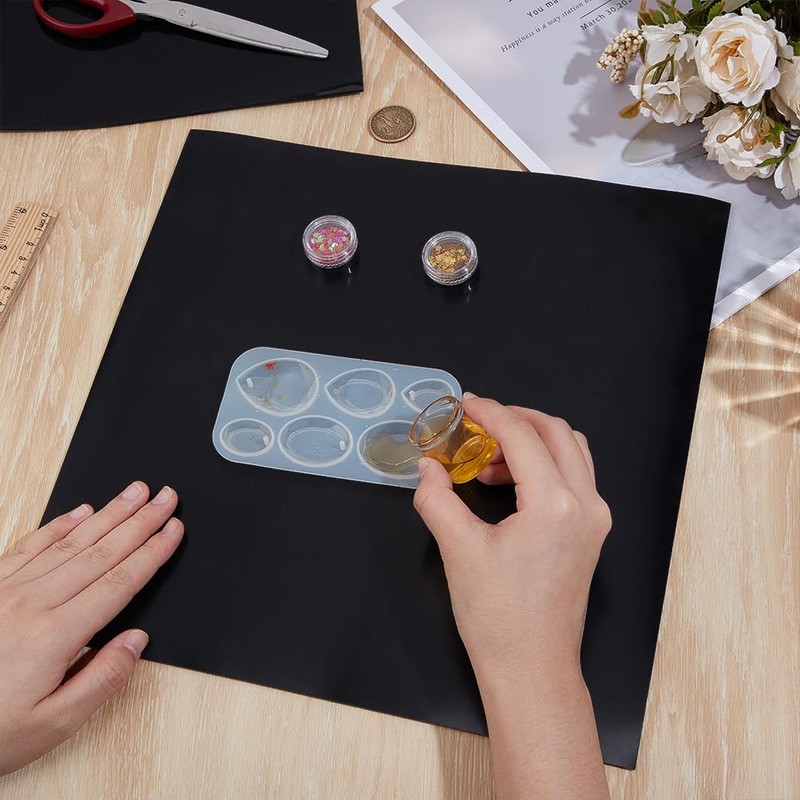 BENECREAT 3 Pcs Black Silicone Mats, 11.8x11.8 Inch Silicone Rubber