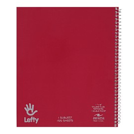 ROARING SPRING Lefty Spiral Notebook, Left-Handed One Subject Notebook, 11" x 9", 100 Sheets, College-Ruled, Perforated, Assorted Saranac Covers, Made in USA