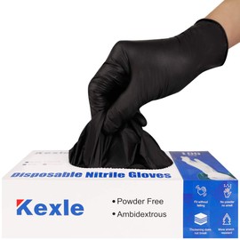 Keoely Black Nitrile Disposable Gloves Pack of 100, Latex Free Safety Working Gloves for Food Handle or Industrial Use,Large(Pack of 100)