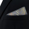 [S&W SHLAX&WING] Men's Pocket Square Gray Yellow Golden Geometric Wedding,