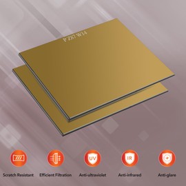 JustHot 2 EACH Shade 14 Gold Welding Glass Lens Helmet Filter Darkening Welding Hardened Glass Lens Welding Hood Lens 4.5" x 5.25", Gold