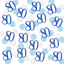 Blue Glitter 80 Confetti, 80th Birthday Number Confetti, 200pcs Anniversary Party Table Decoration Supplies