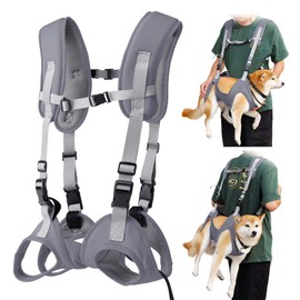 Dog Carrying Bag,Adjustable Portable Breathable Mesh Cat Dog Shoulder Assist Harness Mobile Backpack for Old, Disabled, Joint Injuries, Arthritis, Paralysis Dogs_M(Gray)