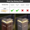 Solar Post Cap Lights Outdoor 6pack, White Waterproof Solar Powered