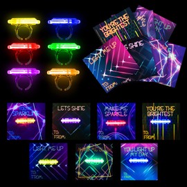 Valentines Day Cards for Kids-28 rings with glow stick, 28 Valentines Cards for School Classroom Valentines Gift Exchange, Valentines Party favor supplies for Kids,Gift Prize for Boys Girls