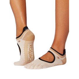 Toesox 5 Toe Socks, Yoga Socks, Anti-Slip, Bellarina Grip Socks, Yoga Socks, Pilates, Ballet, Organic Cotton, Cotton, Reflective Full Toe, M