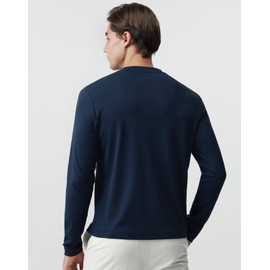 Hudson Wellesley Pure Cotton T Shirts for Men Comfort Long Sleeve Tee Crewneck Jersey Moisture Wicking Navy Blazer XXL