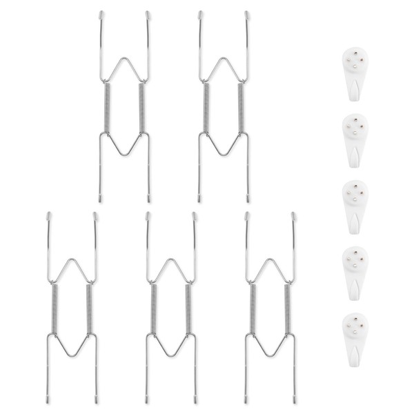Plate Hangers for Wall for 8-10 inch, 5 Pack, Silver