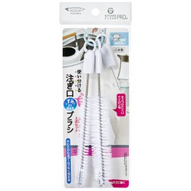 Mamei KB-644 Kitchen Brush, White, Large, Width 1.0 x Depth 1.0 x Height 7.9 inches (2.5 x 2.5 x 18 cm), Medium: Width 0.6 x Depth 0.6 x Height 6.9 inches (1.5 x 1.5 x 1.8 x 7.4 cm), Kitchen Clean Pro Cookware, Spout, Wash, Kettle, Seasoning, Washable, B