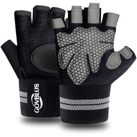 Workout Gloves for Men and Women,Ventilated Weight Lifting Gym Gloves with Wrist Wrap Support,for Weightlifting,Full Palm Protection,Training,Fitness,Hanging(Medium) (Black, X-Large)