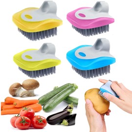 Vegetable Brush, 4Pcs Non-Slip Potato Scrubber, Nonvegetable Brush Scrubber for Food, Reusable, for Kitchen Food Potato Carrot Corn Cleaning Tools