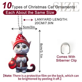 10PCS Cat Christmas Decorations Christmas Tree Ornaments Cat Decor Car Pendant Car Hanging Ornament Window Wall Hanging Christmas Tree Decorations Home Living Room Decoration (New)