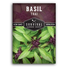 SURVIVAL GARDEN SEEDS Survival Garden Seeds - Thai Basil Seed for Planting - Packet with Instructions to Plant and Grow Asian Basil Indoors or Outdoors in Your Home Vegetable Garden - Non-GMO Heirloom Variety - 1 Pack
