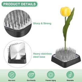 M METERXITY Flower Frog 1.57" Square Steel Flower Pins Flower Holder Arranger W Rubber Base Floral Frog for Arrangements Vase/Plant Decoration/Home Decor [1.1cm Pins]