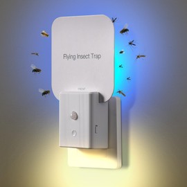 Fly Trap Indoor- 2 in 1 Plug in Fly Trap with Auto Night Light, Fruit Fly Traps for Indoors, Gnat Trap, Bug Light Trap for Mosquitoes, Flies, Fruit Flies, Moths (4)