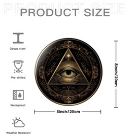 All Seeing Eye Round Aluminum Sign Wall Hanging Decor Desk Metal Sign Suitable For Home Room Cafe Bar Office Apartment Restaurant Wall Decor Holiday Decor Gift 8x8 inch