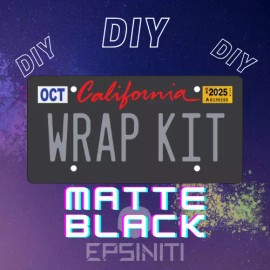 Epsiniti Cherry Red and Grey Gloss California Plate Wrap DIY Kit Matte Black